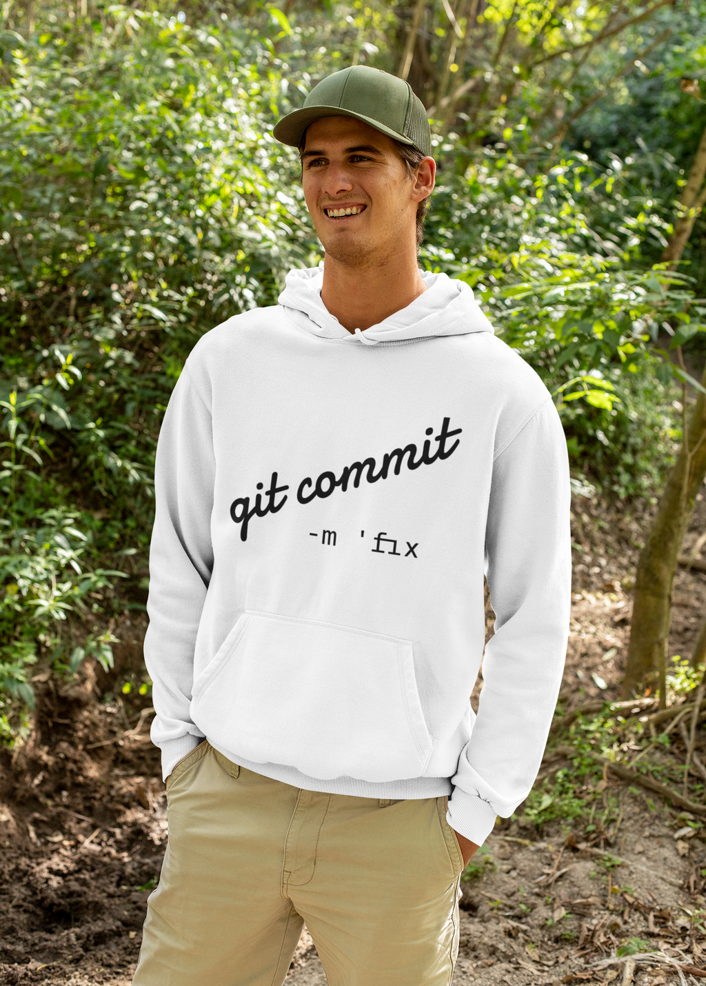 Git Commit Hoodie — "git commit -m 'fix'" Programmer Pullover