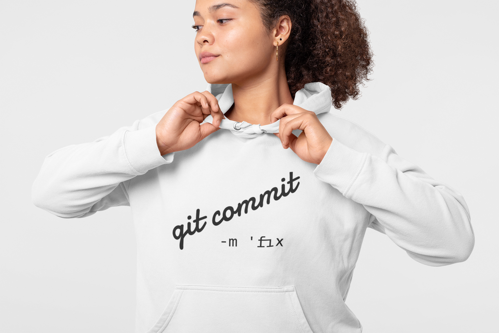 Git Commit Hoodie — "git commit -m 'fix'" Programmer Pullover