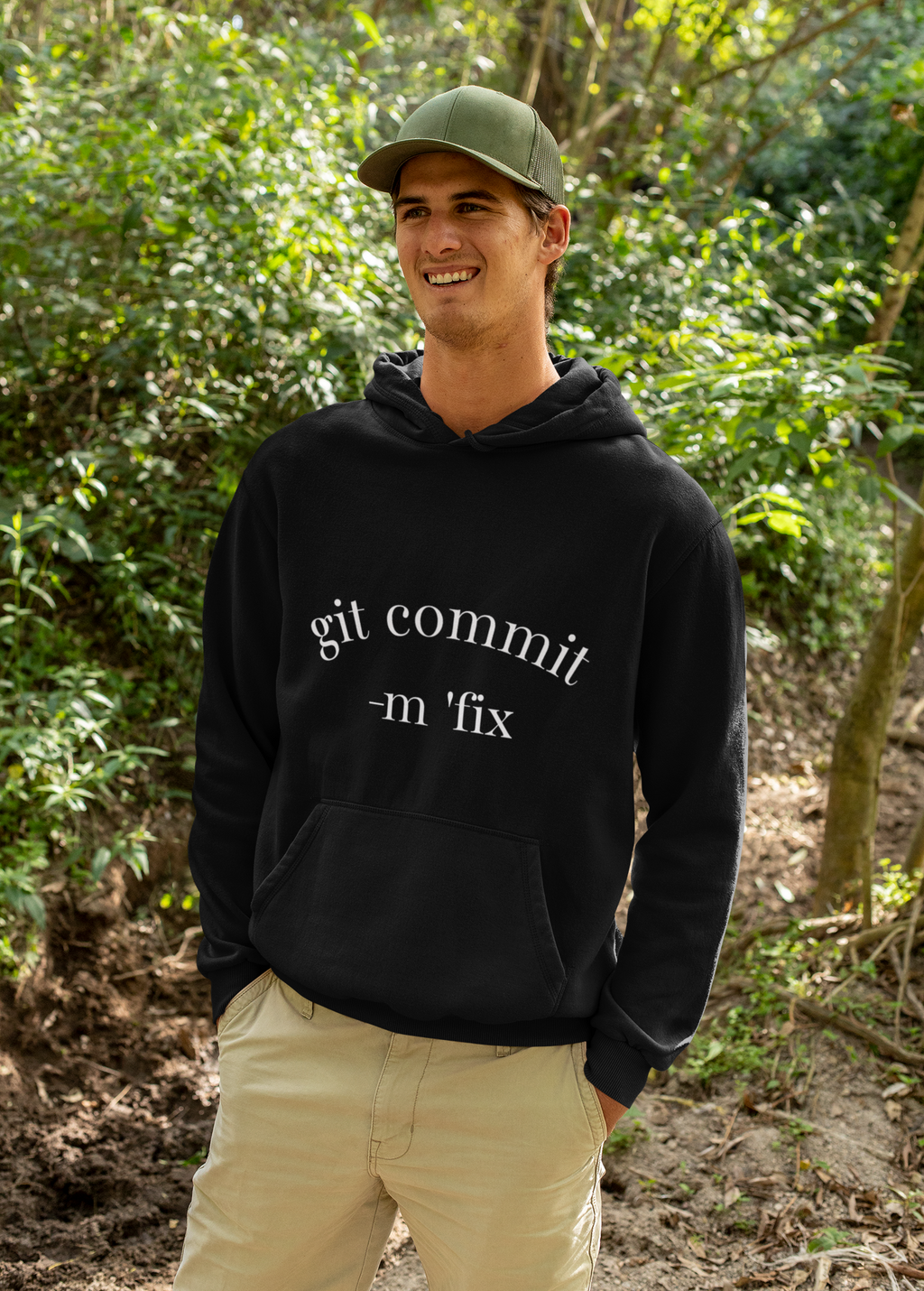 Git Commit Hoodie — "git commit -m 'fix'" Programmer Pullover