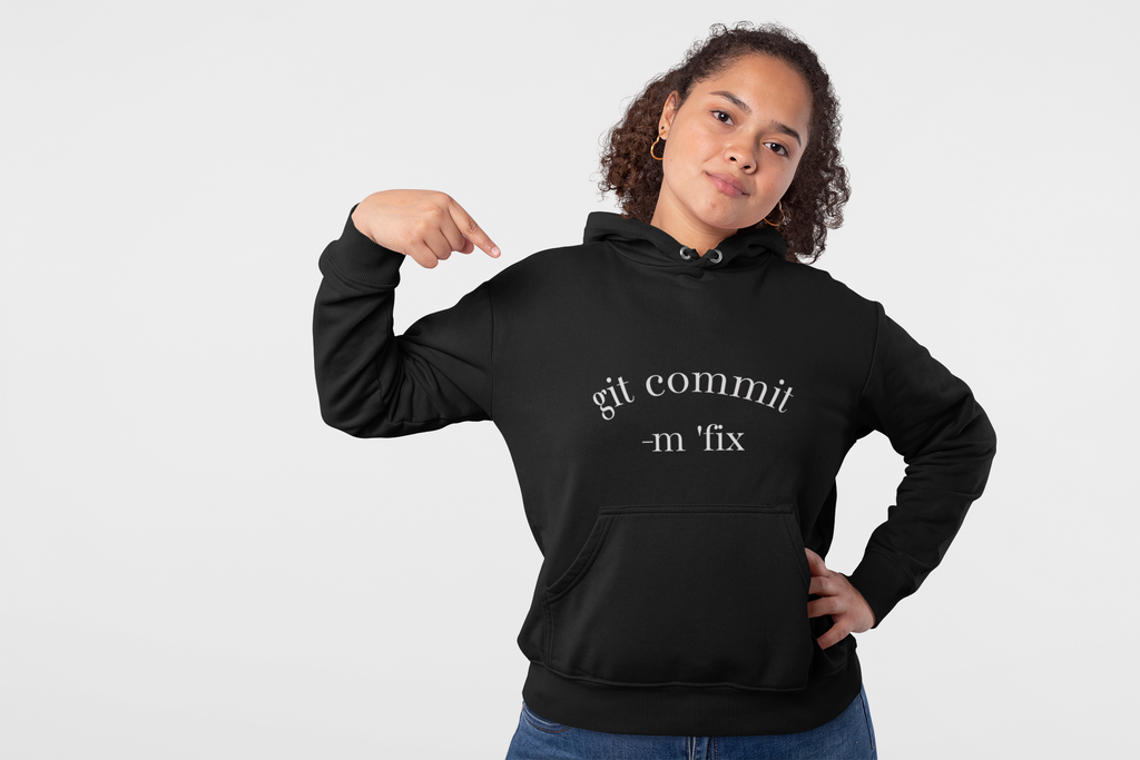 Git Commit Hoodie — "git commit -m 'fix'" Programmer Pullover