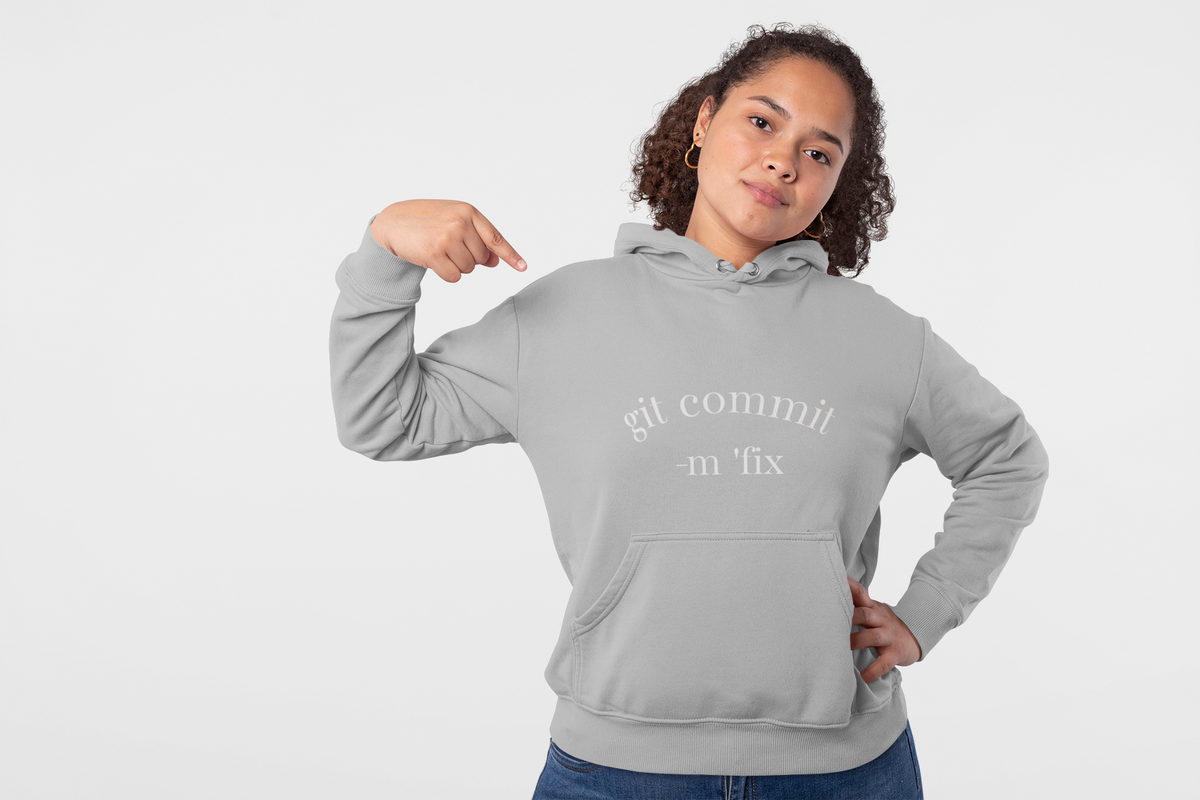 Git Commit Hoodie — "git commit -m 'fix'" Programmer Pullover
