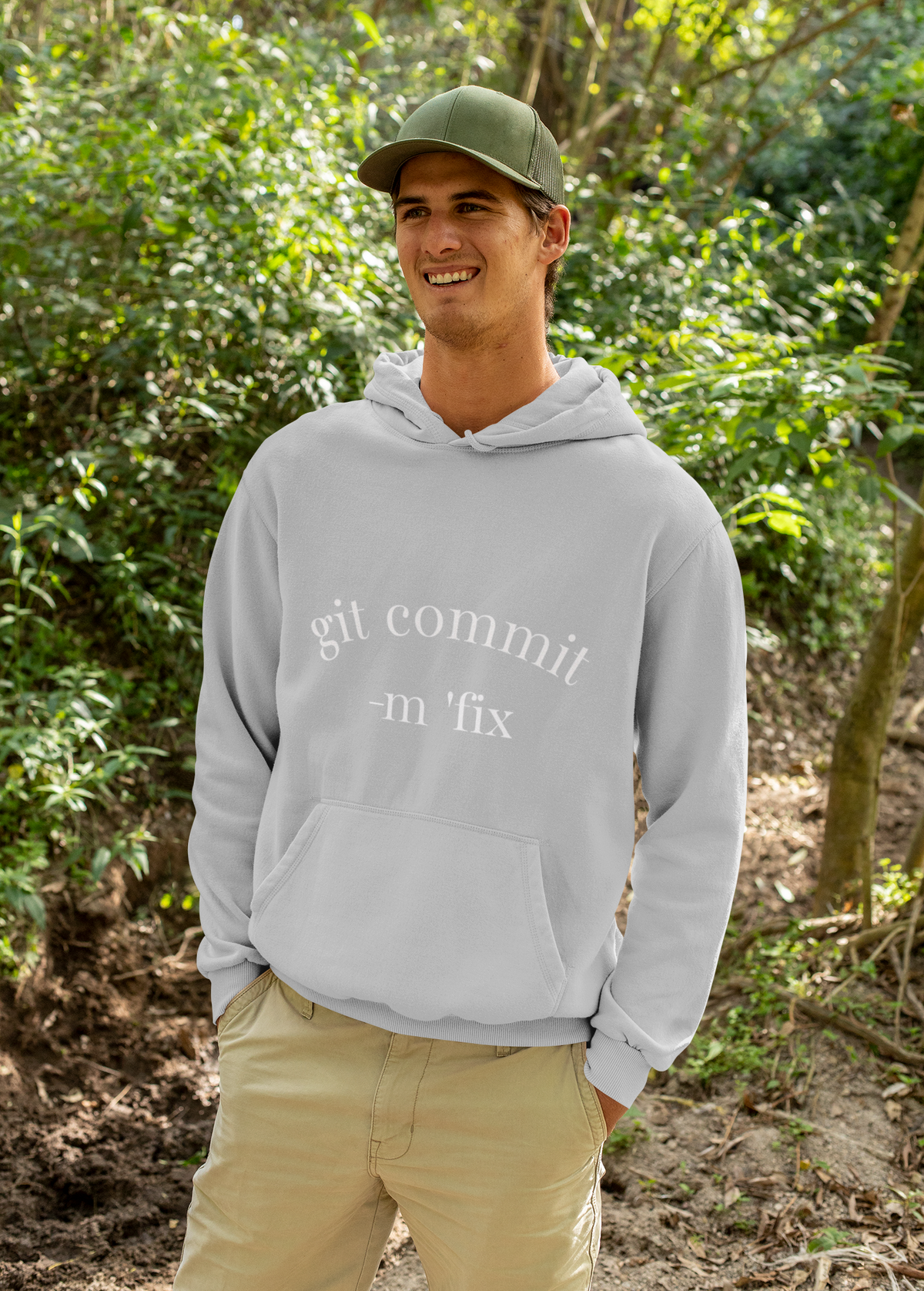 Git Commit Hoodie — "git commit -m 'fix'" Programmer Pullover