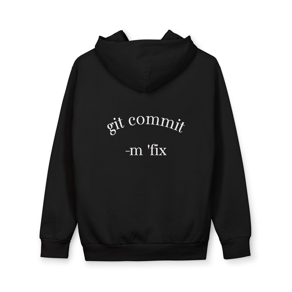 Git Commit Hoodie — "git commit -m 'fix'" Programmer Pullover